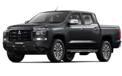 mobil mitsubishi triton double cabin hitam ultimate tampak depan samping