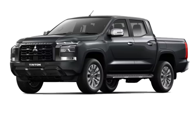 mobil mitsubishi triton double cabin hitam ultimate tampak depan samping